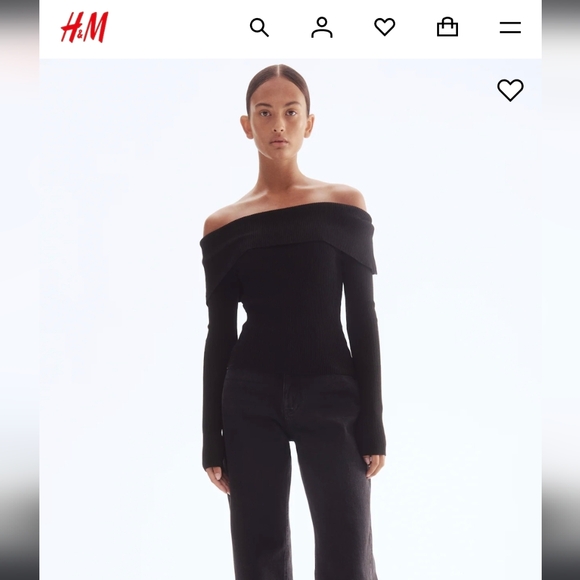 H&M Rib-Knit Off Shoulder Top Size Small - Picture 4 of 8
